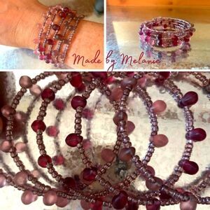 Made By Melanie Memory Bracelet Amethyst Tones‎ Handcrafted by Melanie